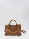 Balenciaga Women City Medium Leather Handbag In Beige