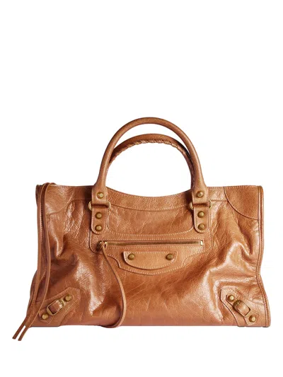 Balenciaga Medium Leather Le City Top-handle Bag In Brown
