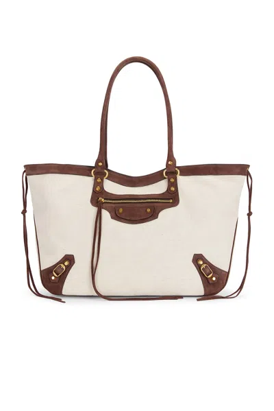 Balenciaga Le City Medium Beach Tote Bag In Natural & Light Espresso