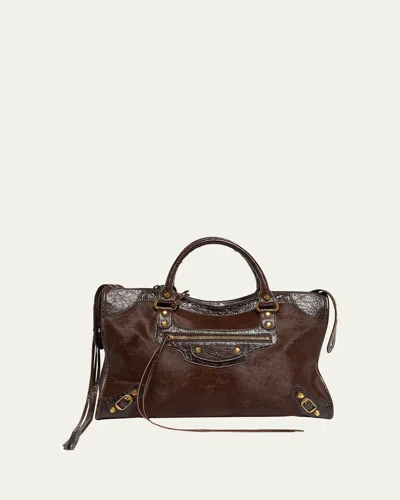 Balenciaga Le City Medium Calf Hair Tote Bag In Brown