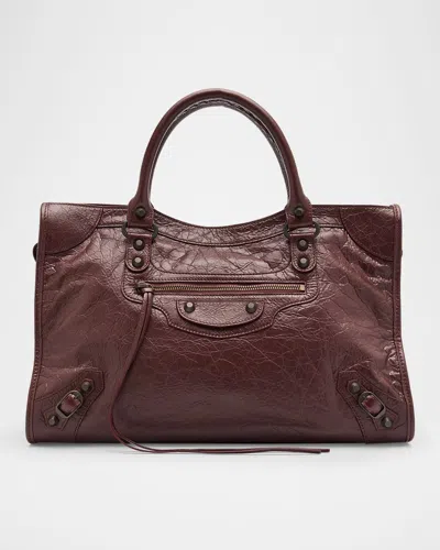 Balenciaga Le City Medium Crinkled Leather Top-handle Bag