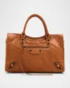 Balenciaga Le City Medium Crinkled Leather Top-handle Bag