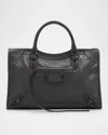 Balenciaga Le City Medium Crinkled Leather Top-handle Bag In Brown