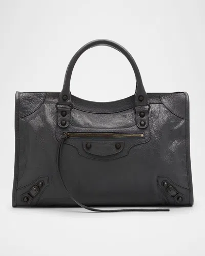 Balenciaga Le City Medium Crinkled Leather Top-handle Bag