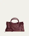 Balenciaga Le City Medium Crinkled Leather Top-handle Bag In Purple