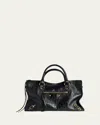 Balenciaga Le City Medium Croc-embossed Leather Crossbody Bag In Black