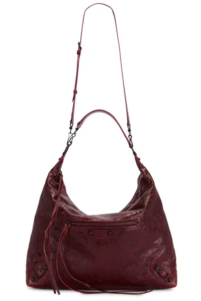 Balenciaga Le City Medium Hobo Bag In Berry Red