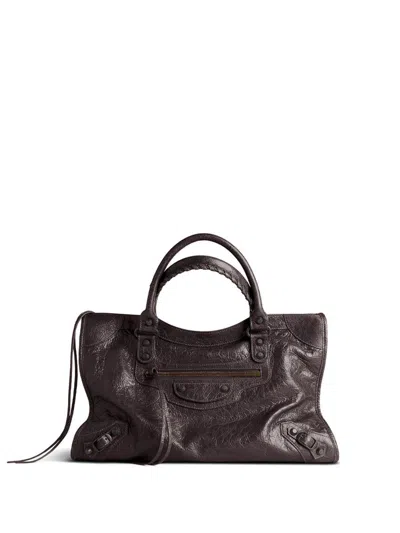 Balenciaga Le City Medium In Arena Lambskin Bags In Brown