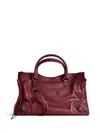 Balenciaga Le City Medium Crinkled Leather Top-handle Bag In Red