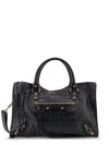 Balenciaga Medium Le City Crocodile-embossed Top-handle Tote Bag In Black