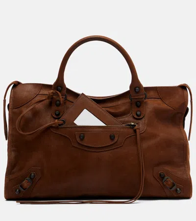Balenciaga Le City Medium Leather Shoulder Bag In Brown