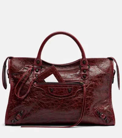 Balenciaga Medium Le City Handbag In Merlot Leather In Burgundy