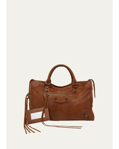 Balenciaga Le City Medium Leather Tote Bag In Caramle
