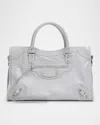 Balenciaga Le City Medium Leather Tote Bag In Gray