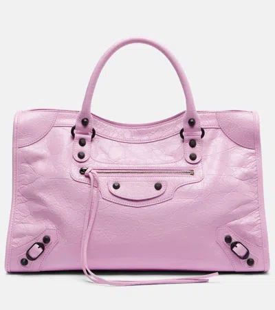 Balenciaga Le City Medium Leather Tote Bag In Pink