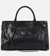 Balenciaga Le City Medium Textured-leather Tote In Silver
