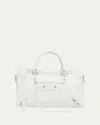 Balenciaga Le City Medium Leather Tote Bag In White