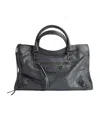 Balenciaga Le City Medium Crinkled Leather Top-handle Bag In Black