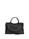 Balenciaga Le City Medium Textured-leather Tote In Black