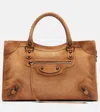 Balenciaga Le City Medium Crinkled Leather Top-handle Bag In Brown