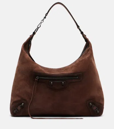 Balenciaga Le City Medium Suede Tote Bag In Brown