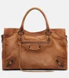 Balenciaga Le City Medium Suede Tote Bag In Sand