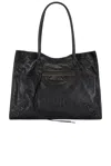 Balenciaga Black Leather Medium Le City Shopping Bag In Black