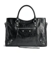 Balenciaga Le City Medium Textured-leather Tote In Black
