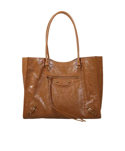 Balenciaga Le City Medium Tote Bag In Brown