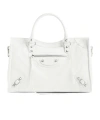 Balenciaga Medium Handbag With Detachable Strap And Studded Accents In White