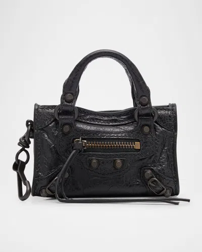 Balenciaga Le City Micro Leather Bag Charm In Black