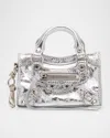 Balenciaga Le City Micro Metallic Leather Bag Charm In Silver