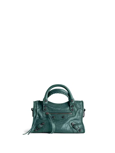 Balenciaga Le City Mini Arena Leather Bags In Green