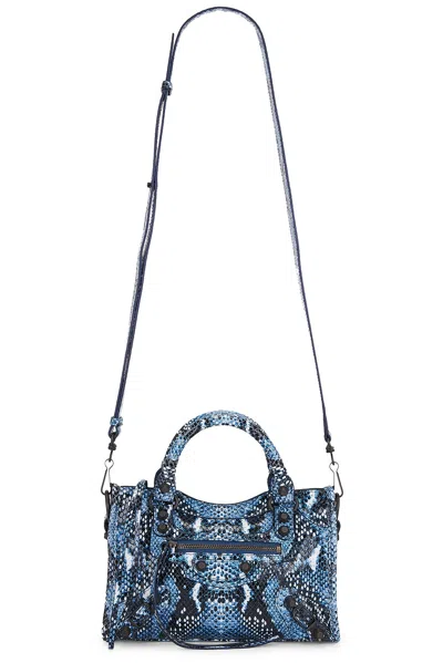 Balenciaga Womens Blue Le City Mini Leather Top-handle Bag