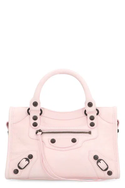 Balenciaga City Mini Leather Handbag In Pink