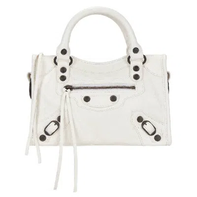 Balenciaga Le City Mini Leather Handbag In ["white","yellow"]