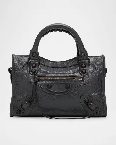 Balenciaga Le City Mini Leather Top-handle Bag In Gray