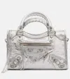 Balenciaga Le City Mini Metallic Leather Shoulder Bag In Silver