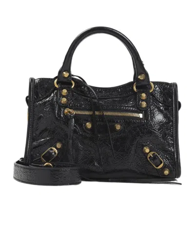 Balenciaga City Mini Shoulder Bag Top Handles Strap In Black