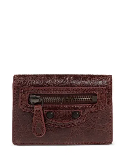 Balenciaga Le City Mini Wallet In Berry Red In Brown