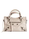 Balenciaga Studded Shoulder Bag With Textured Finish And Top Handle In Nude & Neutrals