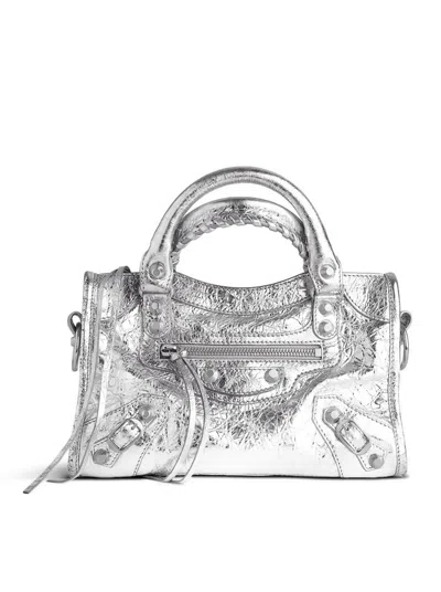 Balenciaga Le City Mini Women`s Silver Bag In Metallic