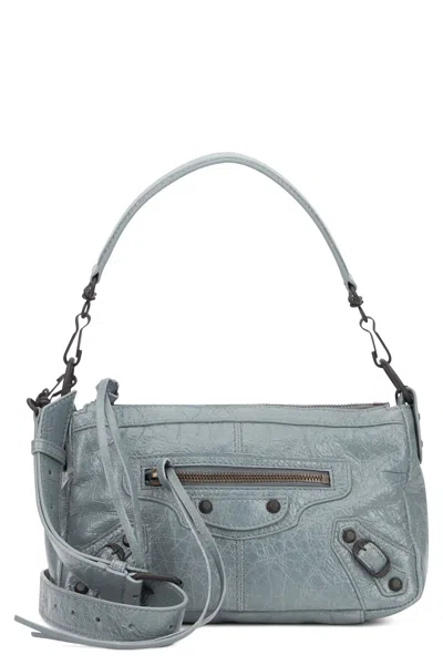 Balenciaga Le City Moto Mini Lambskin Shoulder Bag In Gray