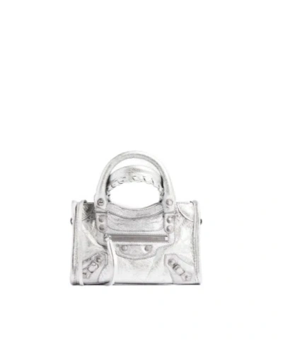 Balenciaga Le City Nano Metallic-finish Fine-grained Handbag In Pattern