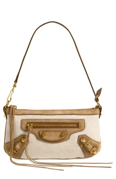 Balenciaga Le City Pouch Canvas & Leather Shoulder Bag In Brown