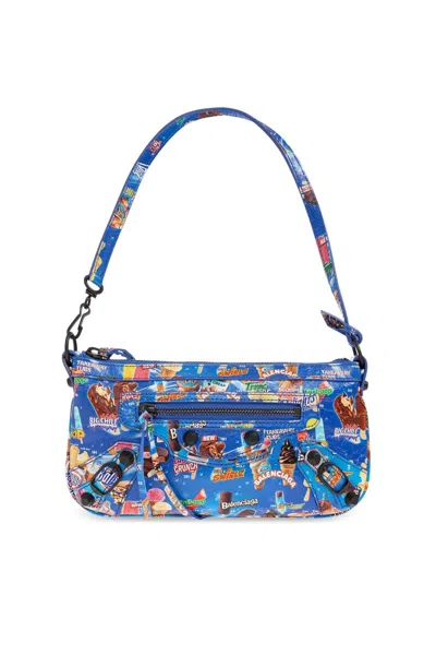 Balenciaga Le City Pouch On Strap In Blue