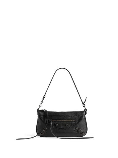 Balenciaga Le City Pouch On Strap In Arena Lambskin Bags In Black