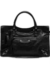Balenciaga Le City Small Embellished Textured-leather Tote In Black