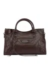Balenciaga Le City Small Embellished Textured-leather Tote In Brown