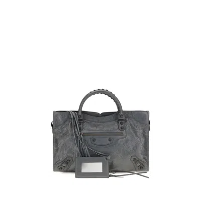 Balenciaga Grey Le City Medium Tote In White